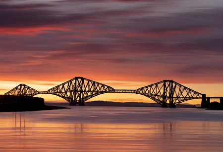 A view of the Forth Rail Bridge in Edinburgh, Scotland, UK.の素材