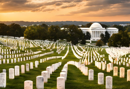 Arlington Cemetery in Washington DC, USA. Arlington National Cemetery is one of the oldest cemetery in the United States.の素材