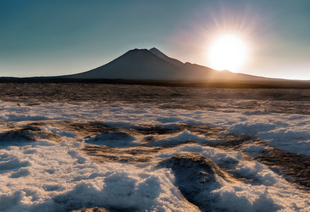 Autumn alpine lake. Reflection of mountains in water.の素材