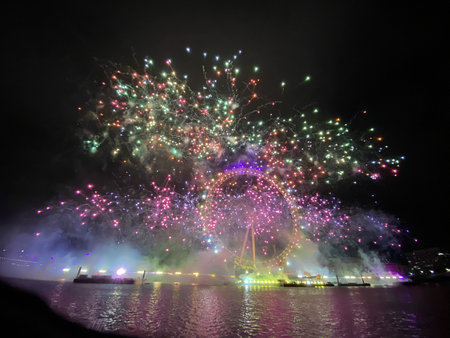 A view of the London 2024 New Years fireworks