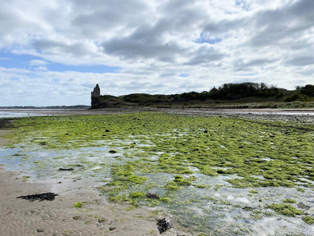 Tower on the beach at St Malo Cornwall England UK Europeの写真素材