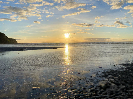 Sunset on the beach of Ayr in Scotland