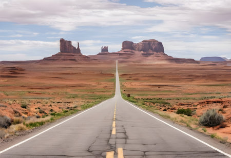 Road in Monument Valley National Park, Utah, United States of Americaの素材
