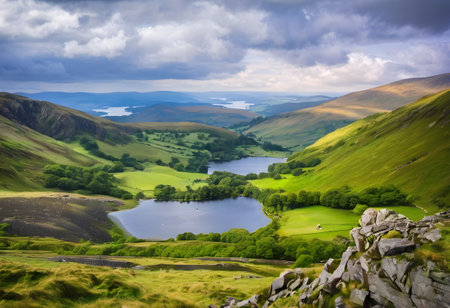 Beautiful landscape image of Lake District National Park, England, UKの素材