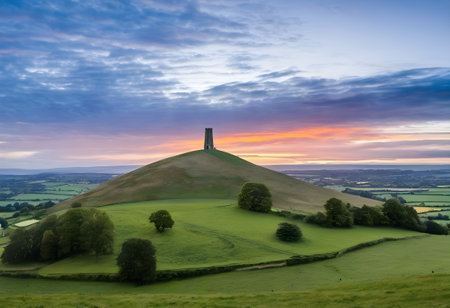 Beautiful sunset over the Peak District National Park in England, UKの素材