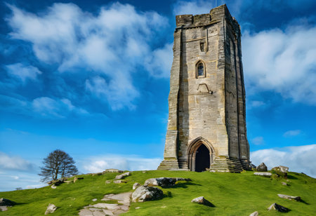 Tower of St Mary's Church, Cumbria, Englandの素材