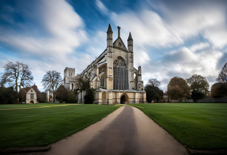 A view of the Church of St Peter and Paul in Cambridge, England.の素材