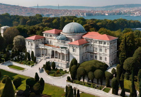 Aerial view of Belvedere Palace in Vienna, Austria.の素材