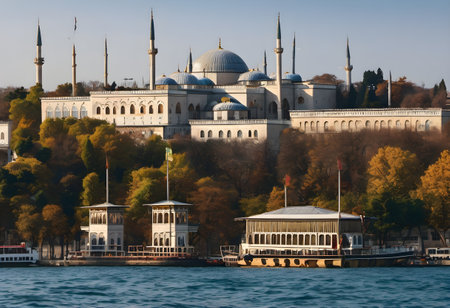 View of the city of Istanbul from the Bosphorus.の素材