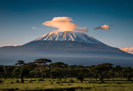 Mt Kilimanjaro at sunrise, Tanzania, Africa.の素材