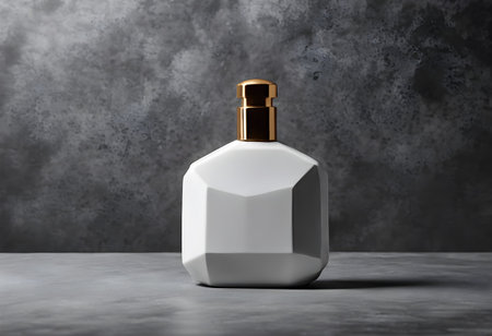 White perfume bottle on concrete background. Mock up, 3D Renderingの素材