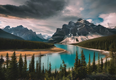 Moraine Lake in Banff National Park, Alberta, Canada.の素材