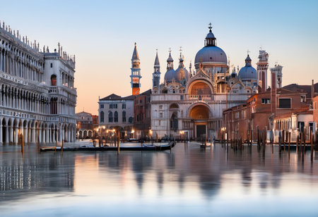 Grand Canal with Basilica di Santa Maria della Salute, Venice, Italyの素材