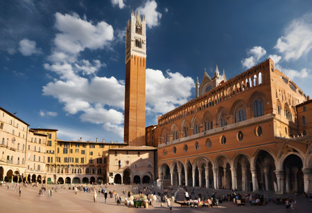 Piazza del Campo in Siena, Tuscany, Italyの素材