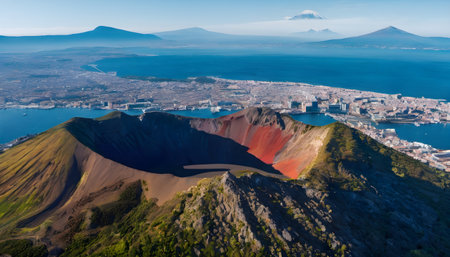 Panoramic view of the volcano Vesuvius, Naples, Italyの素材