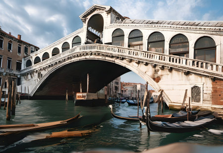 Beautiful view of the Grand Canal and the Rialto Bridge in Venice, Italyの素材