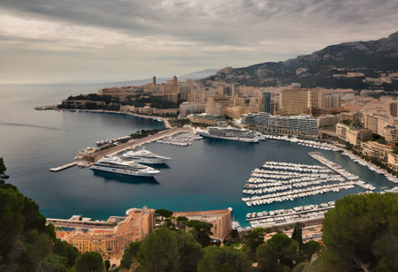 Panoramic view of the city of Monte Carlo, Monaco.の素材
