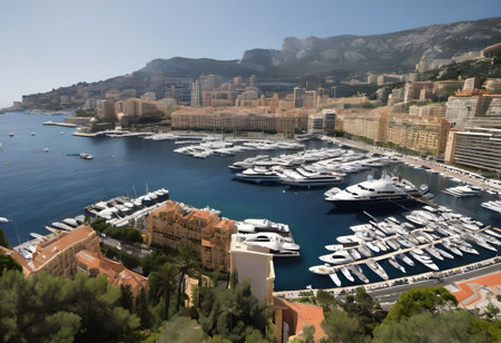 luxury yachts and boats in the port of Monaco.の素材