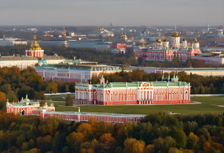 Aerial view of the Novodevichy convent in Moscow, Russiaの素材