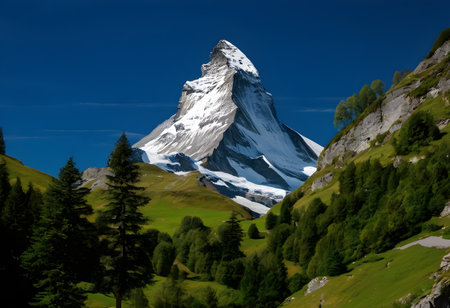 Matterhorn peak in the Swiss Alpsfraujoch, Switzerlandの素材