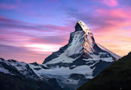 Matterhorn peak at sunrise, Zermatt, Switzerland.の素材