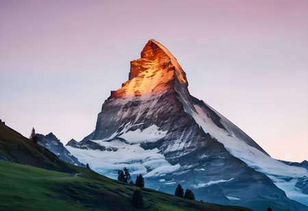 Matterhorn at sunrise, Swiss Alps, Zermatt, Switzerlandの素材