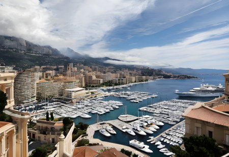 Luxury yachts and boats in the harbor of Monacoの素材