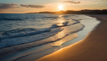 Sunset on the beach in the evening. Beautiful natural background.の素材