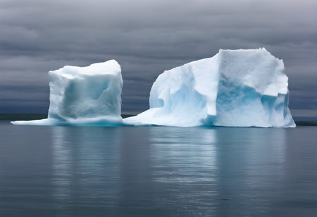 Icebergs floating in the water. Global warming and climate change concept.の素材