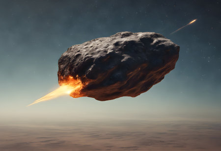 3d illustration of an asteroid in the sky. Elements of this image furnished by NASAの素材