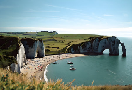 Etretat, Normandy, France. The Etretat is one of the most beautiful beaches in Europe.の素材