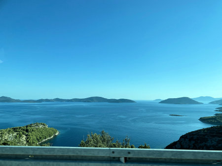 Beautiful sea view from the window of a car. Summer landscapeの写真素材