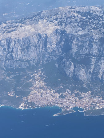 Aerial view of the city of Sorrento in Campania, Italyの写真素材