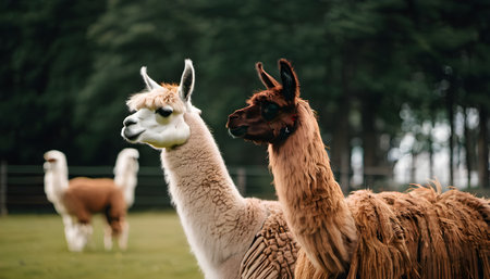Llama and alpaca on the farm. Animal portraitの素材