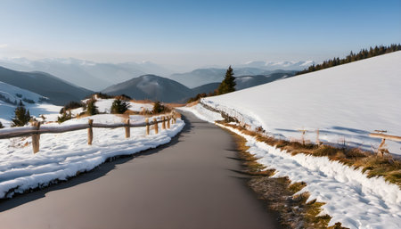 Beautiful winter landscape in the Carpathian mountains, Ukraine.の素材