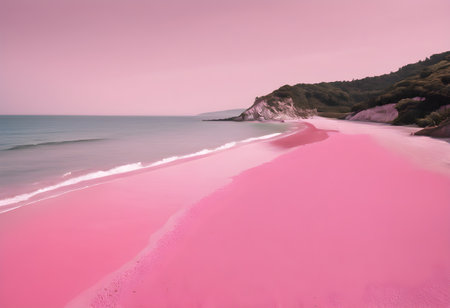 Pink sand dunes on the beach in Cornwall, England, UKの素材