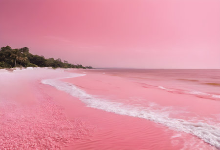 Pink sand beach in the evening, Bali island, Indonesia.の素材