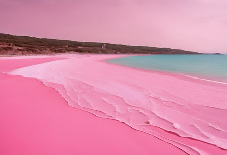 Pink salt lake on the North Sea coast of Dorset, UKの素材