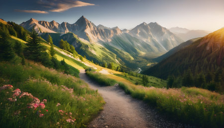Beautiful summer landscape in the Dolomites, Italy. Panoramaの素材