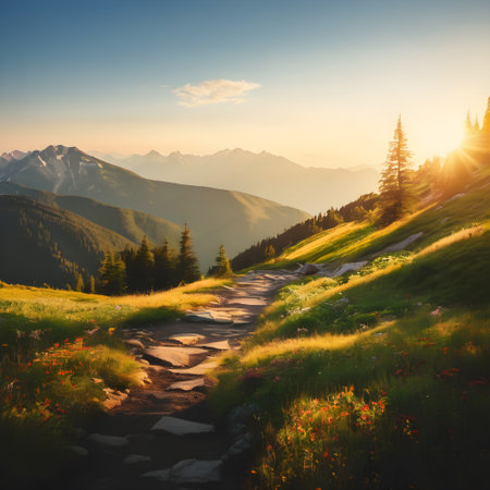 Colorful summer sunrise in the mountains. Carpathian, Ukraine, Europe. Beauty world.の素材