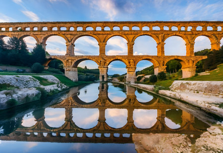 Pont du Gard, Roman aqueduct in Provence, Franceの素材