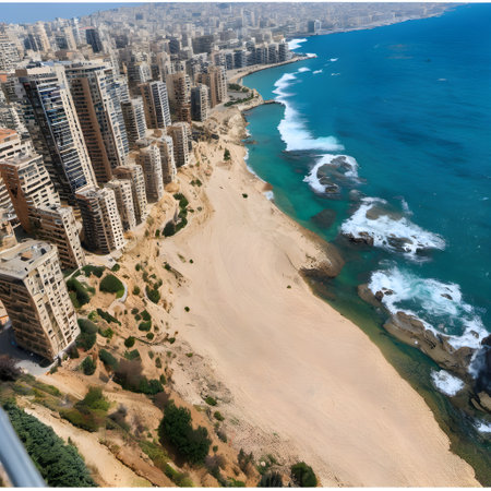 Aerial view of the city of Benidorm, Spain.の素材