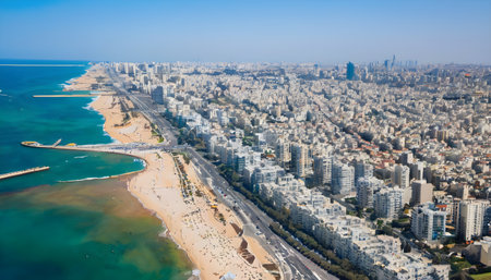 Aerial view of Jumeirah beach in Dubai, United Arab Emiratesの素材