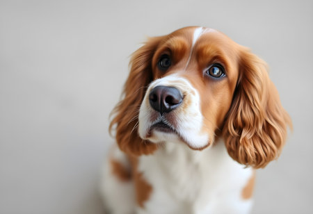 Cavalier King Charles Spaniel dog looking at the camera.の素材