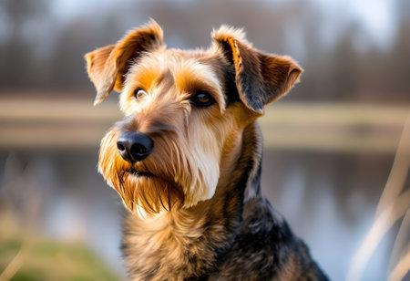 Portrait of a purebred dog photographed outdoors in the nature.の素材