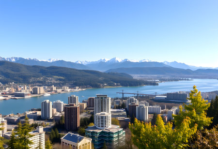 Vancouver cityscape from Stanley Park, Vancouver, Americaの素材