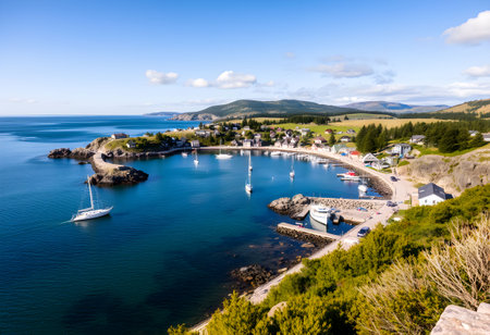Houses on the shore of a fjord in Norway.の素材