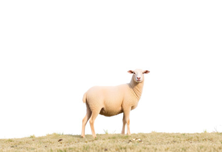 Sheep isolated on white background with clipping path. Sheep on white backgroundの素材