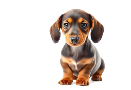 Miniature dachshund dog isolated on white background with clipping pathの素材
