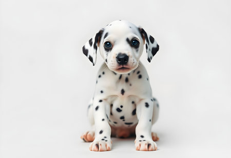 Adorable Dalmatian puppy on white background. Studio shot.の素材